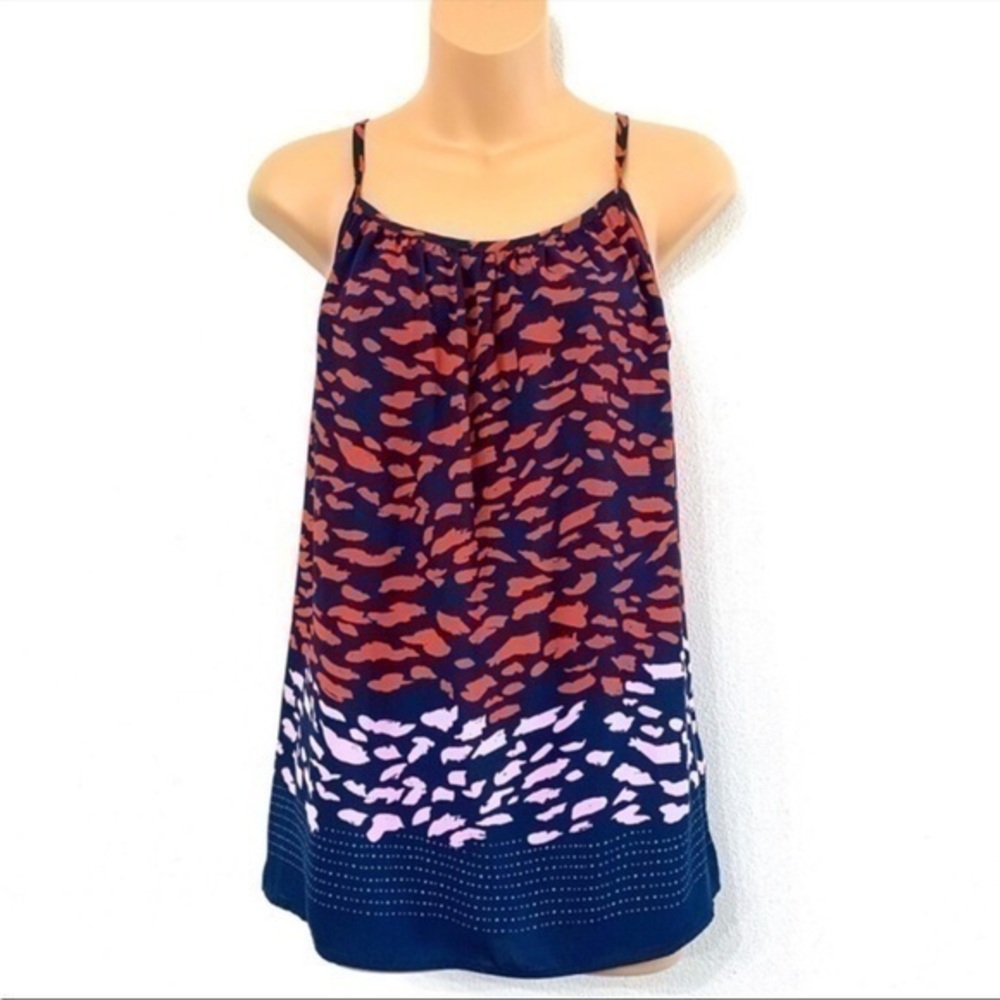 Cabi Smooch Cami navy Red Pink animal print #5548 adjustable straps SZ S
